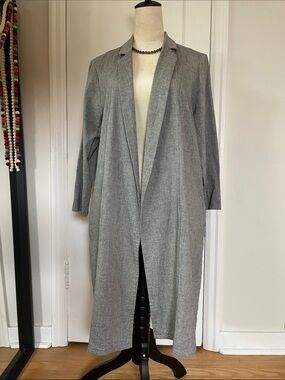 Ali Golden Linen/Cotton Duster Jacket in Gray L